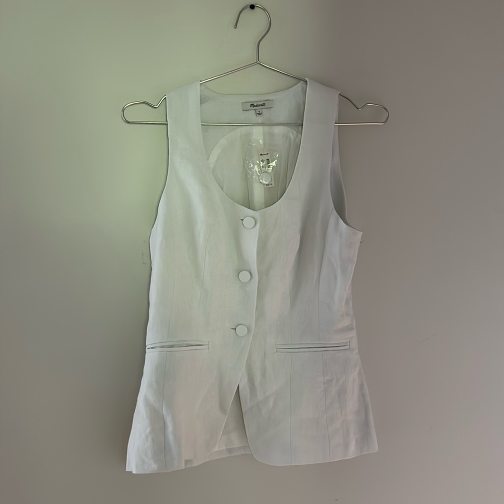 Madewell 100% Linen Scoopneck Cutaway Vest